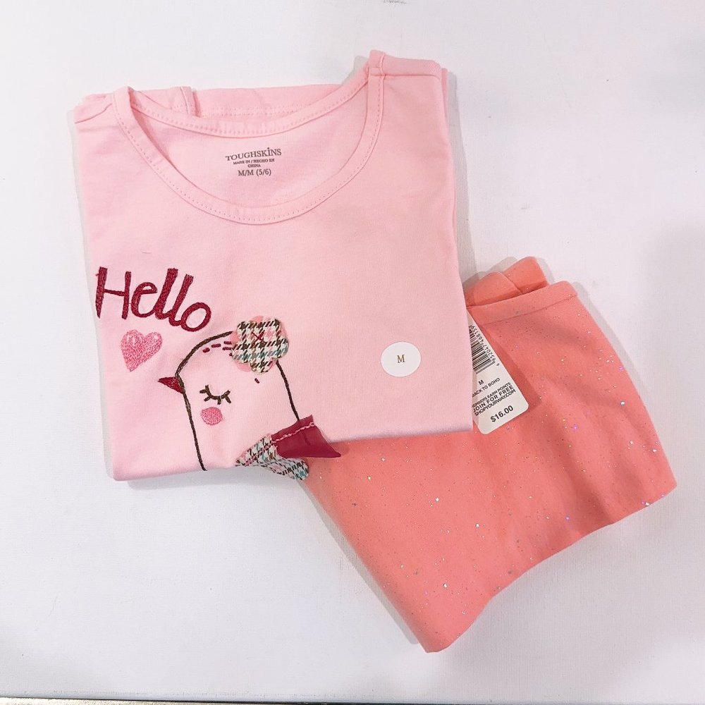 Pink Summer Kids Matching Set for Girl:  T-shirt Size: 5-6  Leggings Size: 7